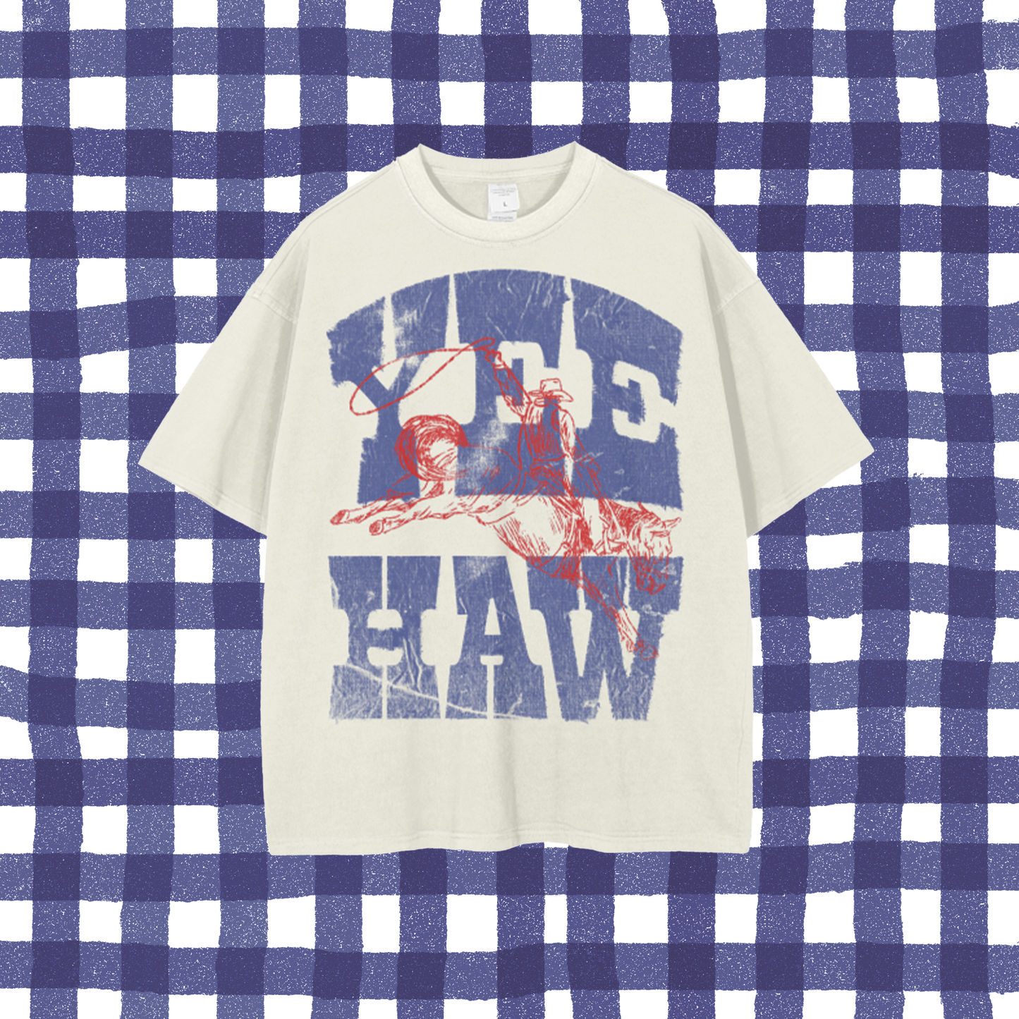 "YEE-HAW" Blue Vintage Tee