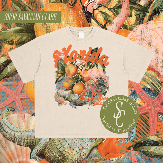 "FLORIDA" Vintage Sand Colored Tee