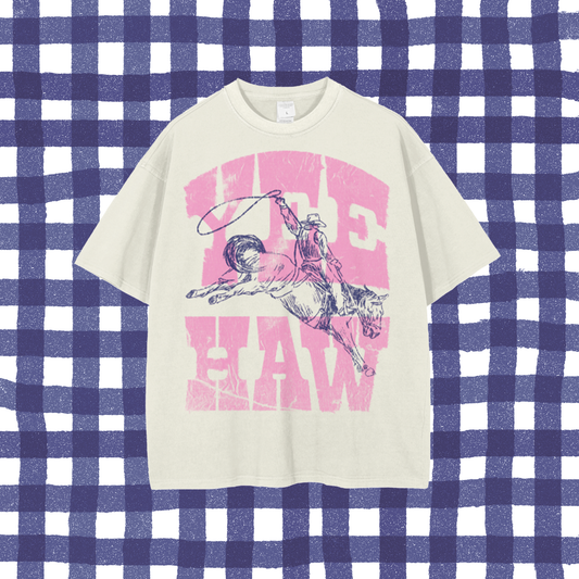 "YEE-HAW" Vintage Pink Tee