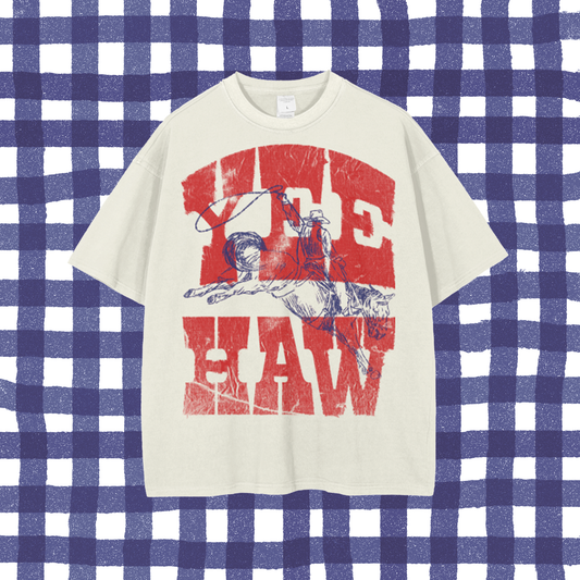 "YEE-HAW" Red Vintage Tee